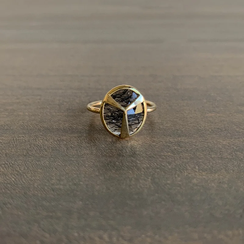 Tourmalated Quartz Lucky Scarab Ring