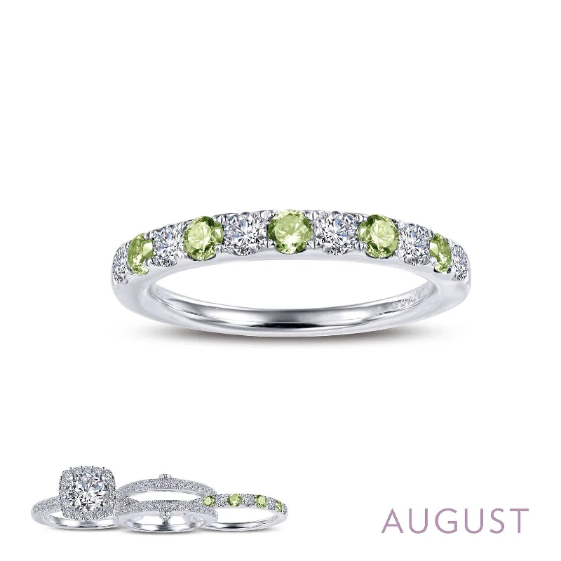 Satin finish engagement rings-Lafonn Simulated Diamond & Genuine Peridot August Birthstone Stackable Ring BR004PDP