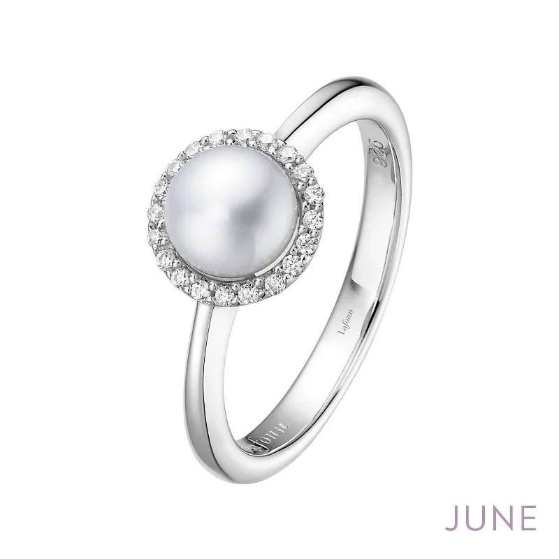 Marquise cut engagement rings-Lafonn Simulated Diamond & Cultured Freshwater Pearl Birthstone Ring - June BR001PLP