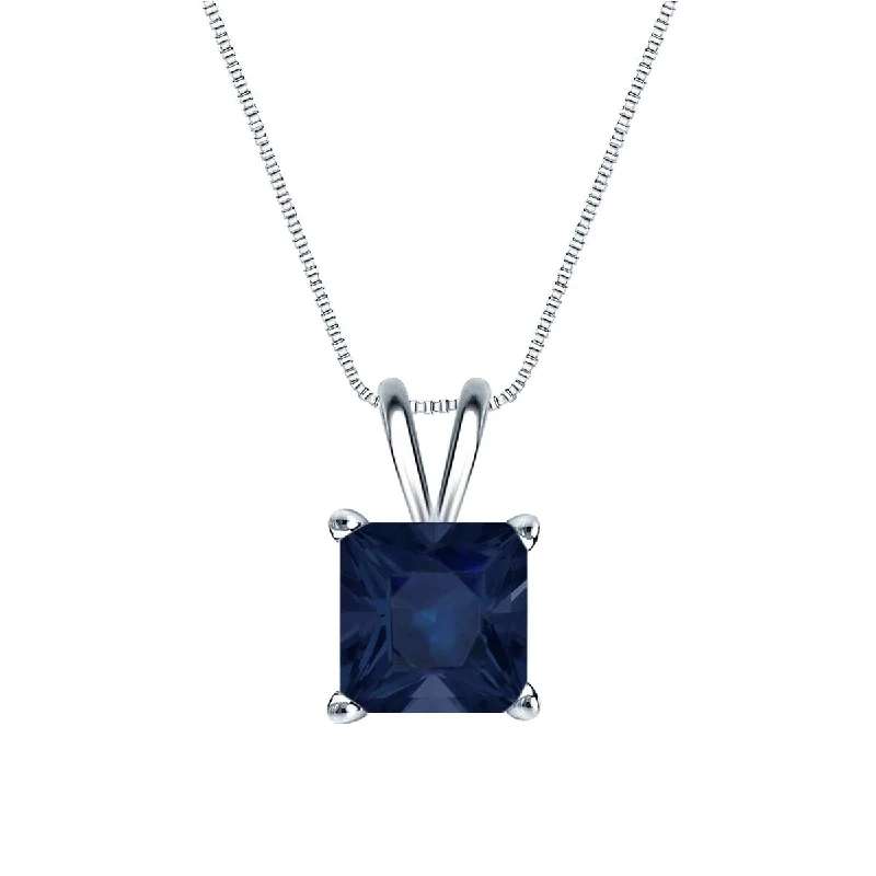 Linen cord necklaces-Auriya 14k Gold 1 1/2ct Princess-cut Sapphire Solitaire Necklace