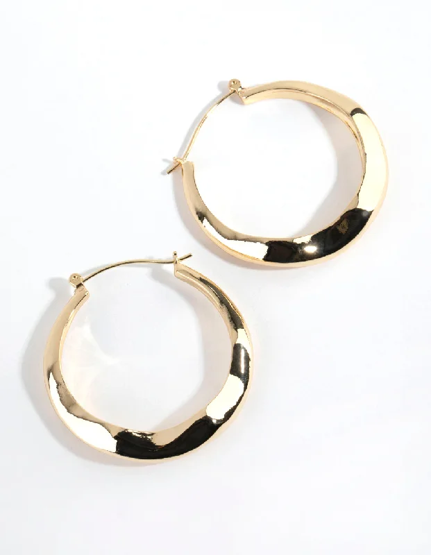 Fine bead earrings-Gold Plated Large Swirl Hoop Earrings