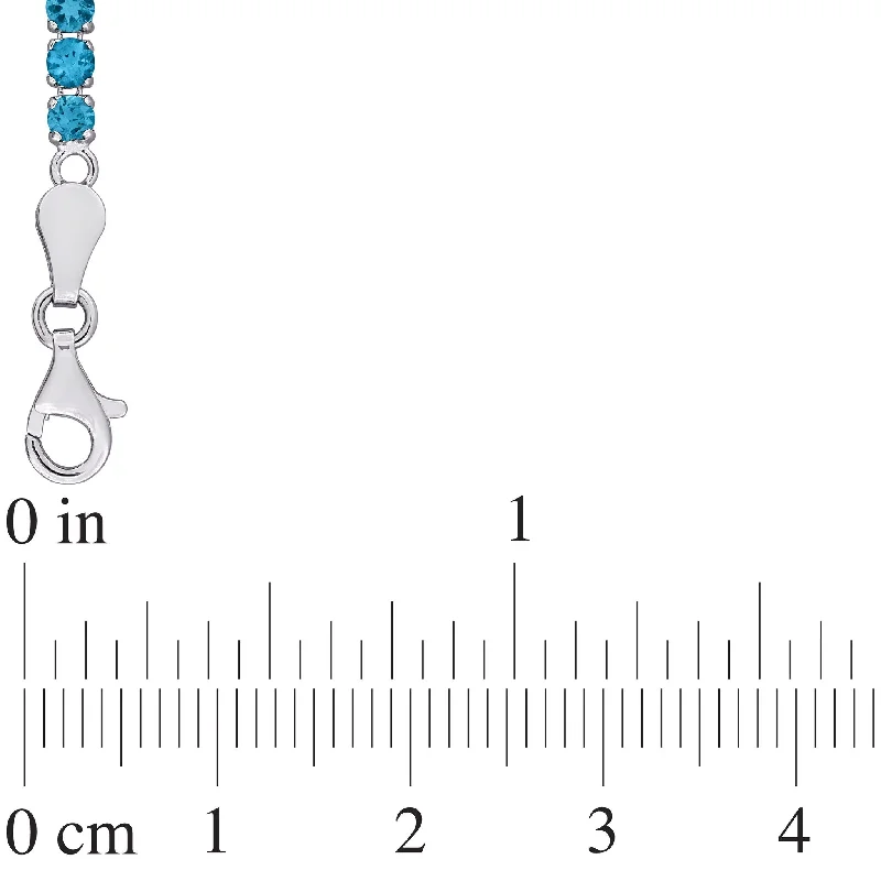 Lily motif bangles-Miadora 4 3/5ct TGW London Blue Topaz Tennis Bracelet in Sterling Silver