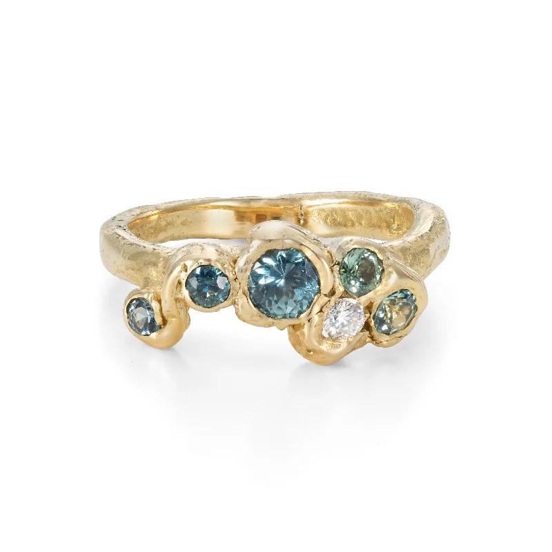 Silk detail engagement rings-Sapphire Sea Whorl Ring