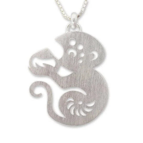 Retro deco necklaces-Handmade Sterling Silver 'Chinese Zodiac Monkey' Necklace (Thailand)