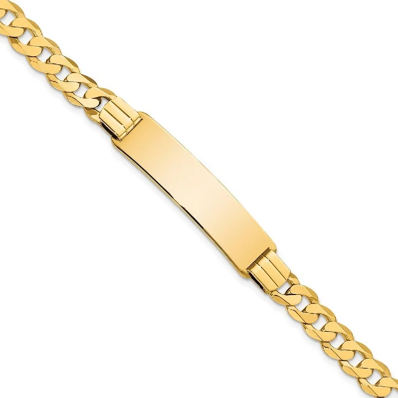 Pure crystal bangles-Curata 10k Yellow Gold 10.18mm Engravable Flat Curb Link ID Bracelet