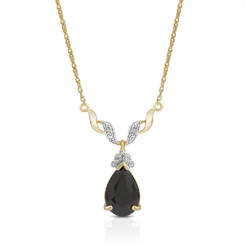 Tarnished silver necklaces-Dolce Giavonna Gold Over Sterling Silver Sapphire and Diamond Accent Teardrop Necklace