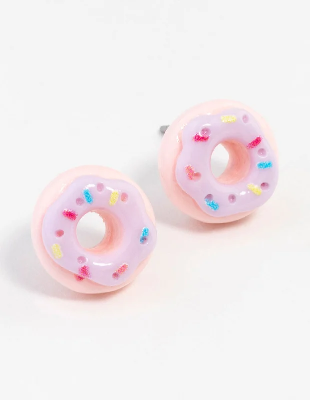 Worn medallion earrings-Sprinkle Doughnut Stud Earrings