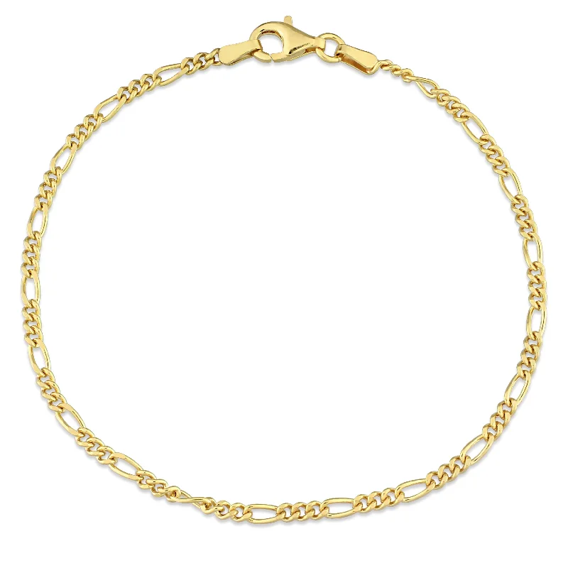 Silk wrap bangles-Miadora 18kt Yellow Gold Plated Sterling Silver Figaro Bracelet