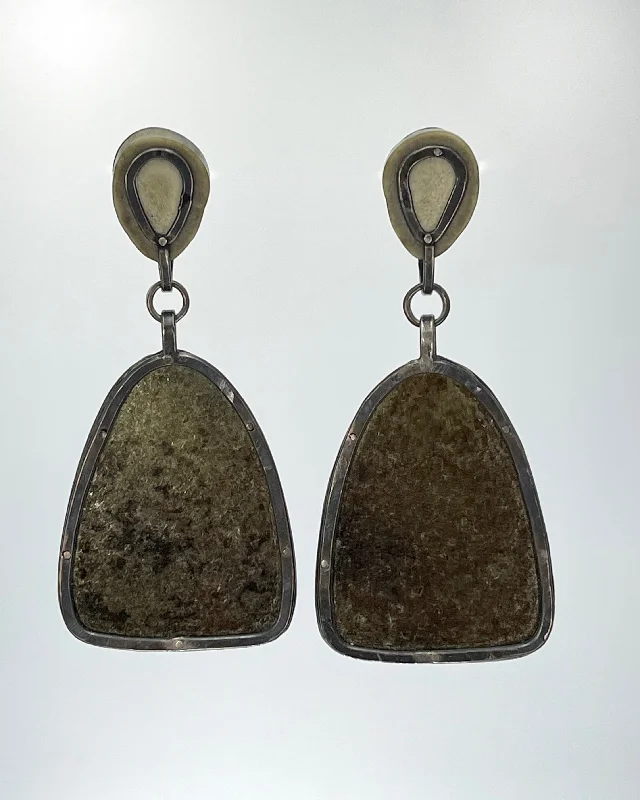 Rough texture earrings-Biba Schutz 2 Part Mica Earrings