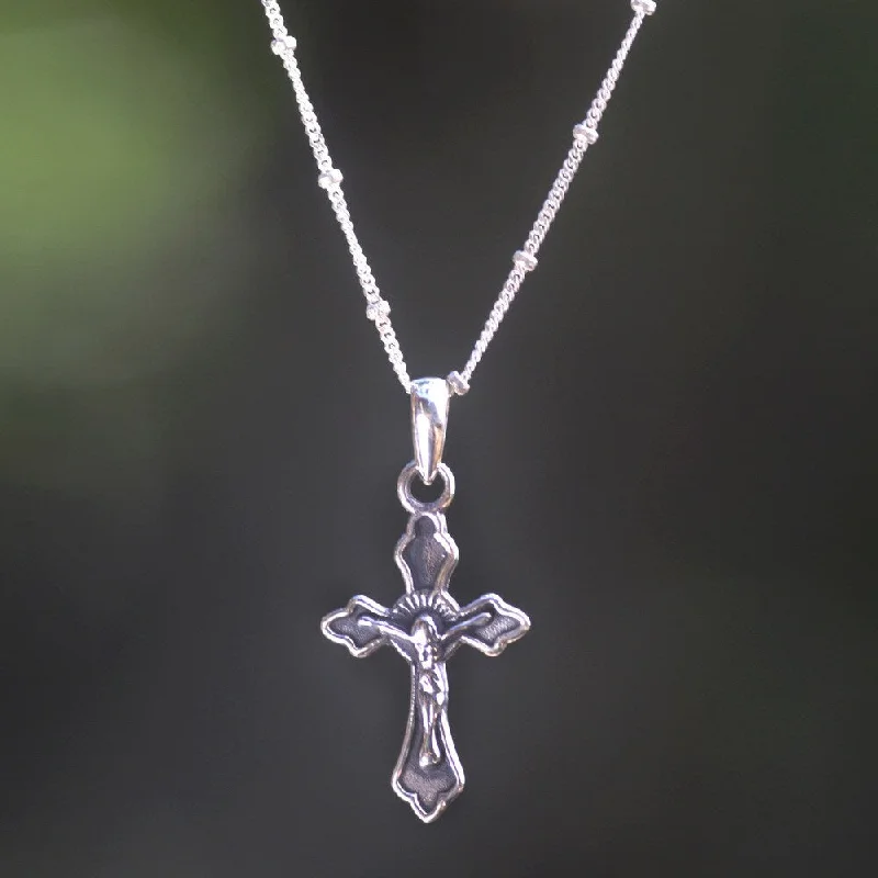 Chic art necklaces-Handmade Sterling Silver 'Christ on the Cross' Necklace (Indonesia)