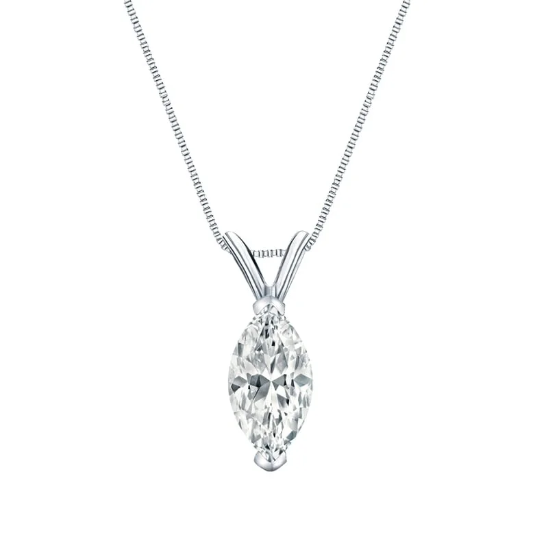 Galaxy charm necklaces-Auriya Platinum 2.25ctw Marquise Solitaire Lab Grown Diamond Necklace V-End Prong (D-E VVS) - 2.25