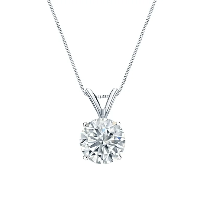 Trio birthstone necklaces-Auriya 14-karat Gold 1.50ctw Round Solitaire Lab Grown Diamond Necklace 4-Prong Basket (H-I VS) - 1.5