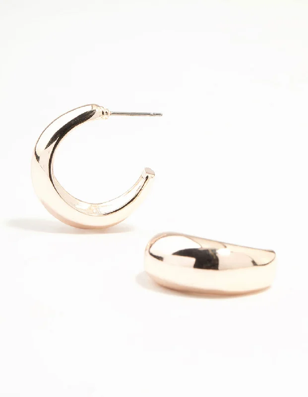 Layered drop earrings-Rose Gold Teardrop Hoop Earrings