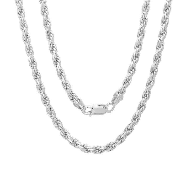 Cotton braid necklaces-Sterling Silver 2.5 mm Diamond-Cut Rope Chain Necklace by Roberto Martinez