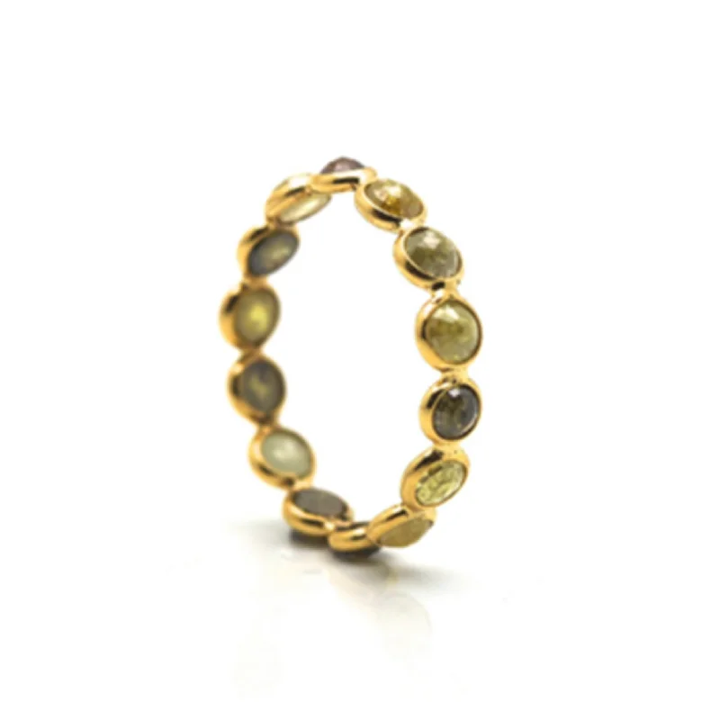 Champaign Diamonds Band Ring In 18K Yellow Gold