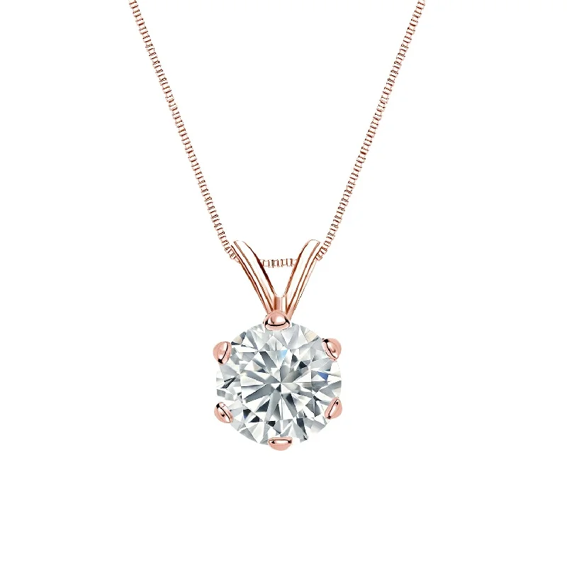 Oval shape necklaces-Auriya 14-karat Gold 2.50ctw Round Solitaire Lab Grown Diamond Necklace 6-Prong (F-G VS) - 2.5