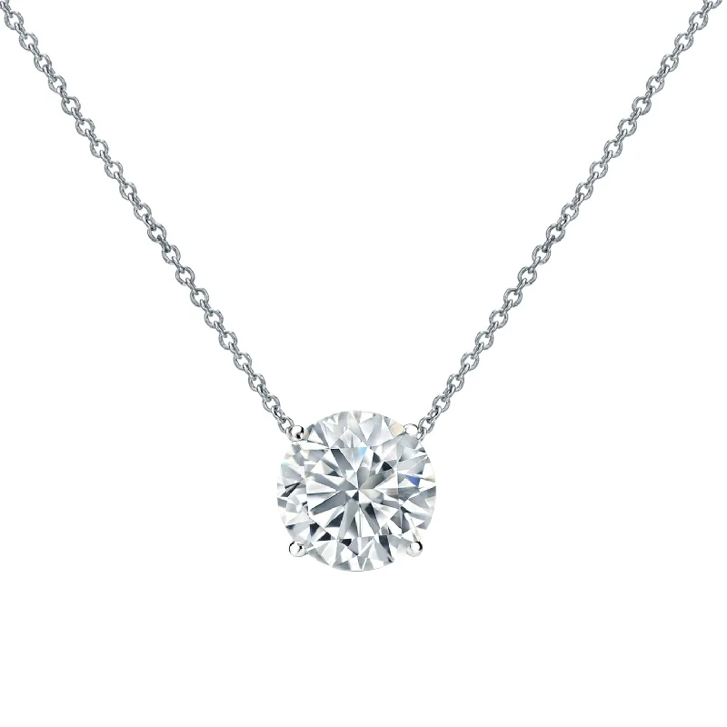 Dove feather necklaces-Auriya 14-karat Gold 2.50ctw Round Solitaire Lab Grown Diamond Necklace 4-Prong (H-I VS) - 2.5