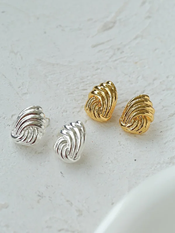 Curved design earrings-Spiral Metal Wind Stripe Geometric Earrings