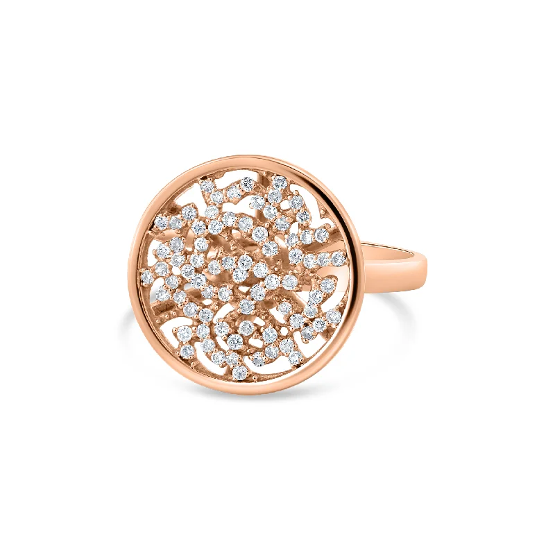 15Mm Diamond Logo Ring In 18K Rose Gold