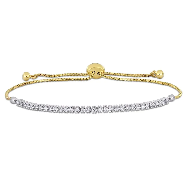 Pure crystal bangles-Miadora 3/5ct TW Diamond Adjustable Bolo Bracelet 14k Yellow Gold