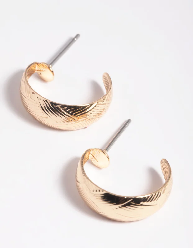 Bow knot earrings-Gold Woven Huggie Hoop Earrings