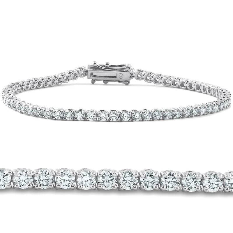 Silk wrap bangles-4ct Diamond Tennis Bracelet 14K White Gold 7"