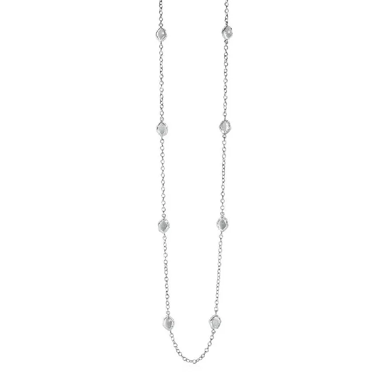 Secure clasp necklaces-Station Necklace with Textured Beads in Sterling Silver