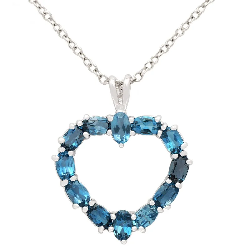 Elegant design necklaces-Dolce Giavonna Sterling Silver Gemstone Heart Necklace in a Gift Box