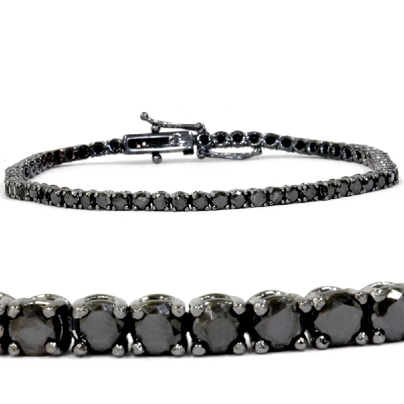 Victorian style bangles-14k White Gold 3ct TDW Black Diamond Tennis Bracelet