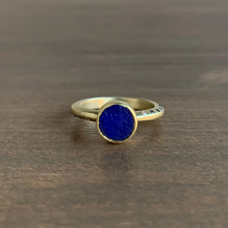 Lapis Lazuli Ring with Sapphires & Diamonds