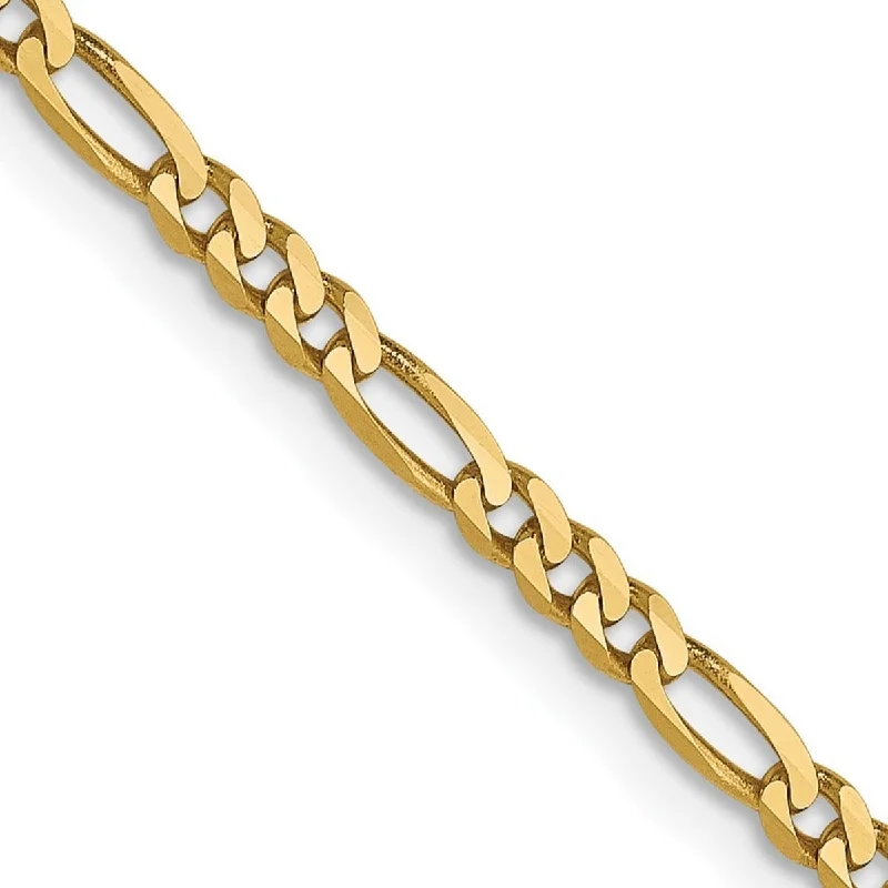 Full moon bangles-Curata 14k Yellow Gold 2.2mm Flat Figaro Chain Bracelet