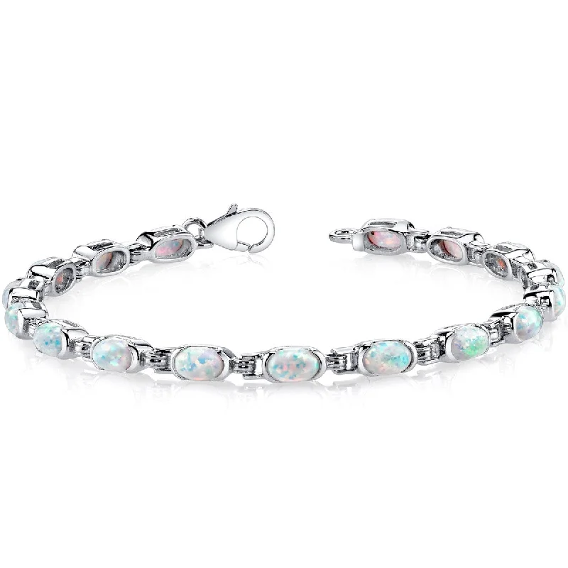 Gem strand bangles-4.75 ct Opal Tennis Bracelet in Sterling Silver