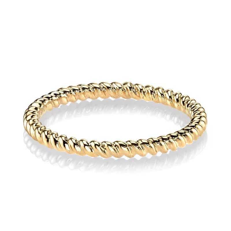 Rustic lock engagement rings-14K Yellow Gold Twisted Stackable Fashion Ring