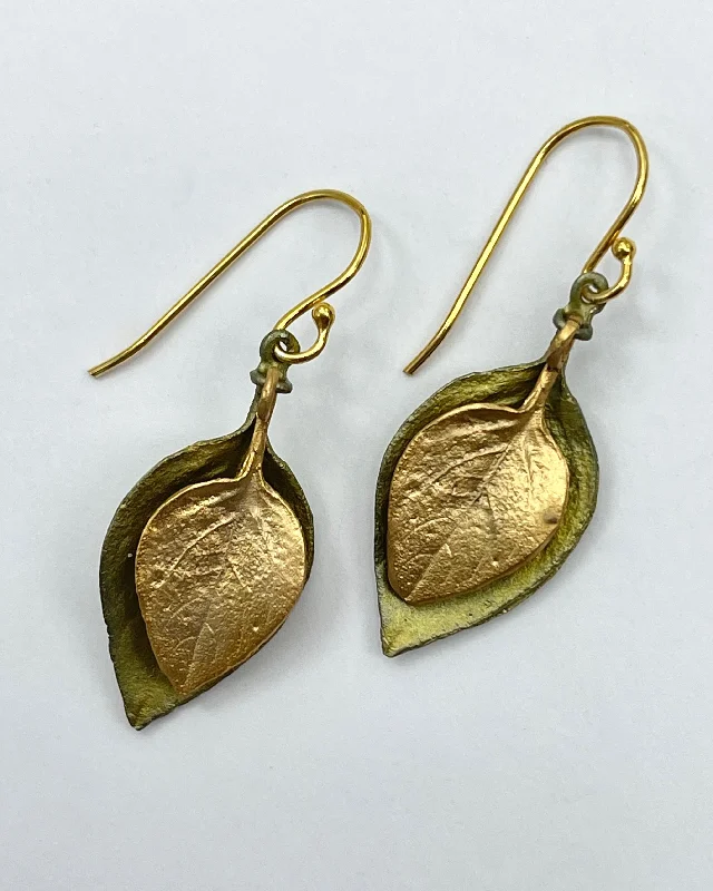 Alloy metal earrings-Two-Tone Sweet Basil  Earrings