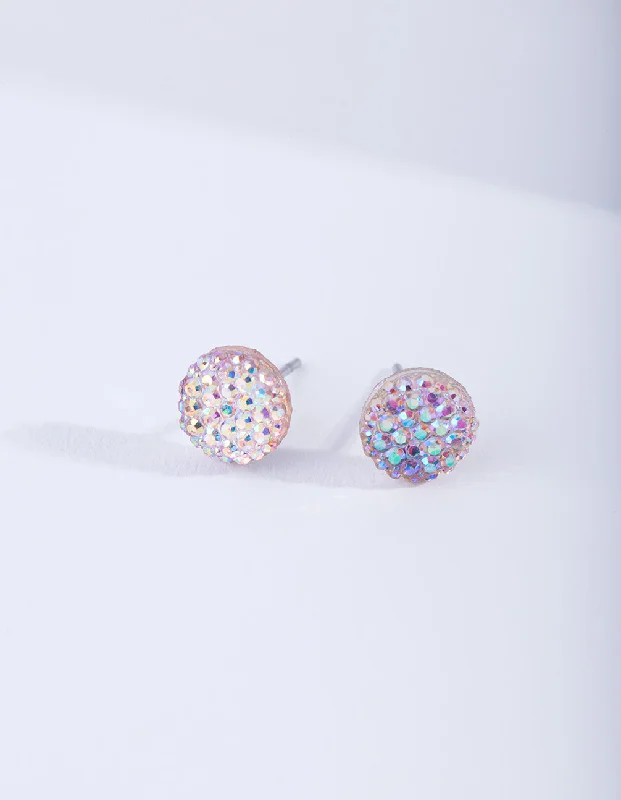 Smooth drop earrings-Round Pink Jelly Stud Earrings