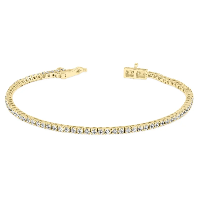 Tide pattern bangles-Marquee 2 Carat TW Lab Grown Diamond Tennis Bracelet in 14K Yellow Gold