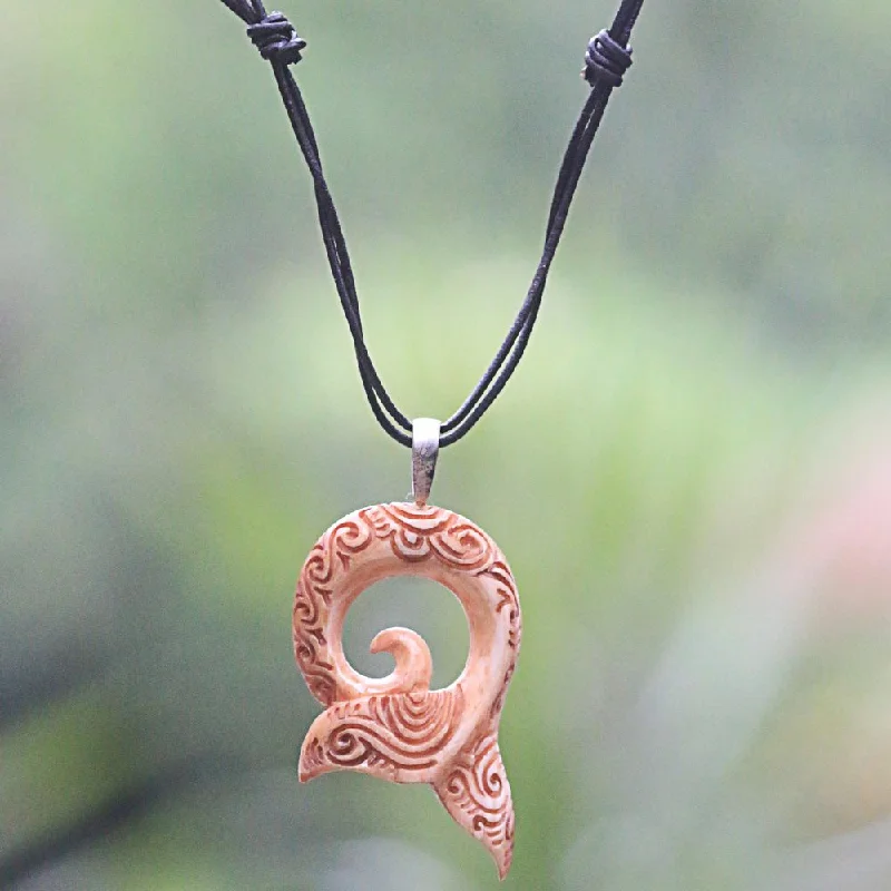 Agate gem necklaces-NOVICA Handmade Tail of the Whale Leather Necklace (Indonesia)