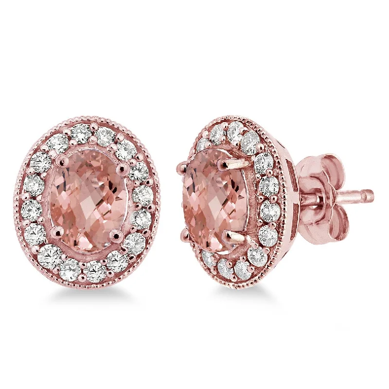 Mystic eye earrings-Morganite and Diamond Stud Earrings