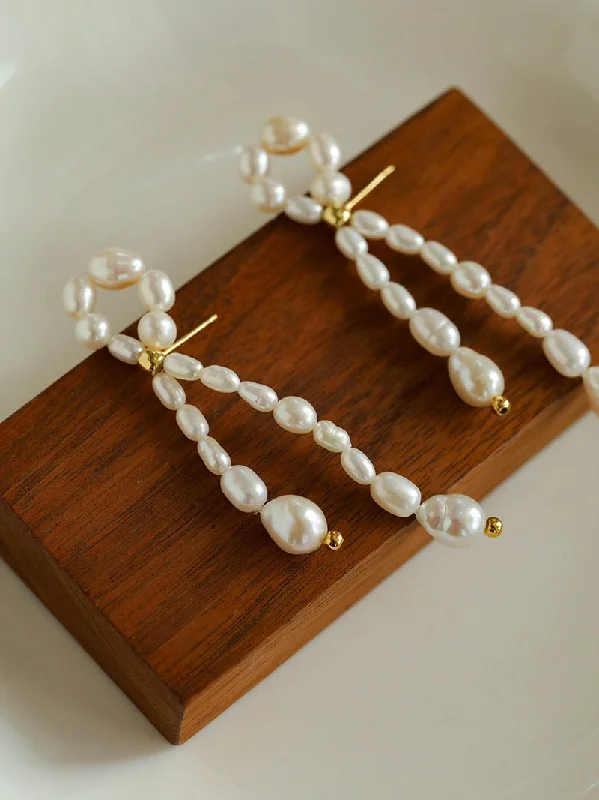 Polished gold earrings-French Style Woven Pearl Bow Earrings