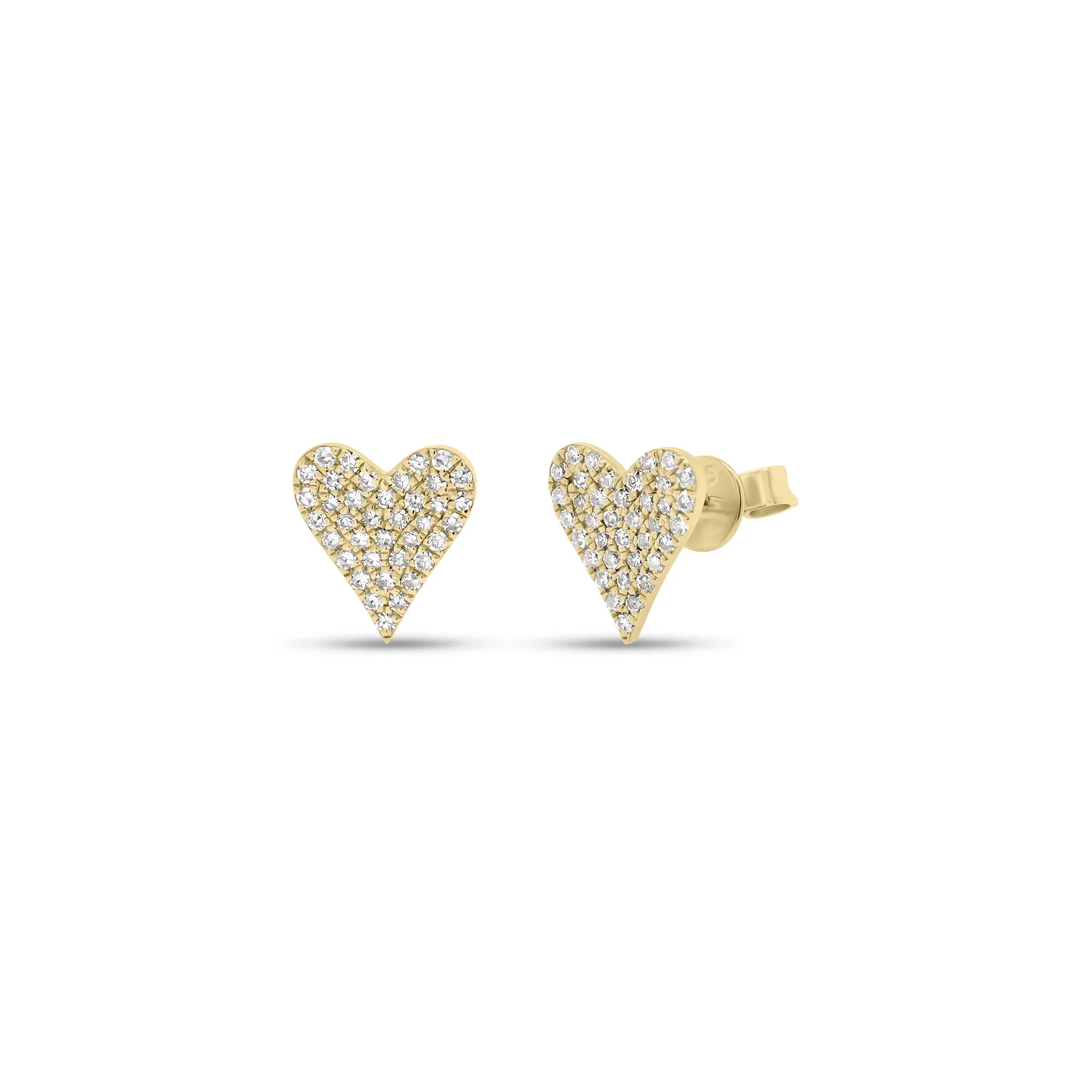 Light drop earrings-Pave Heart Diamond Studs