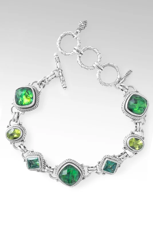 Woven cord bangles-Heaven's Symphony Bracelet™ in Emerald Green Abalone & Quartz Triplet