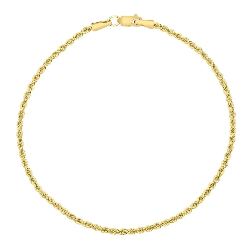 Oval shape bangles-14K Yellow Gold Filled 2.1MM Rope Chain Bracelet with Lobster Clasp