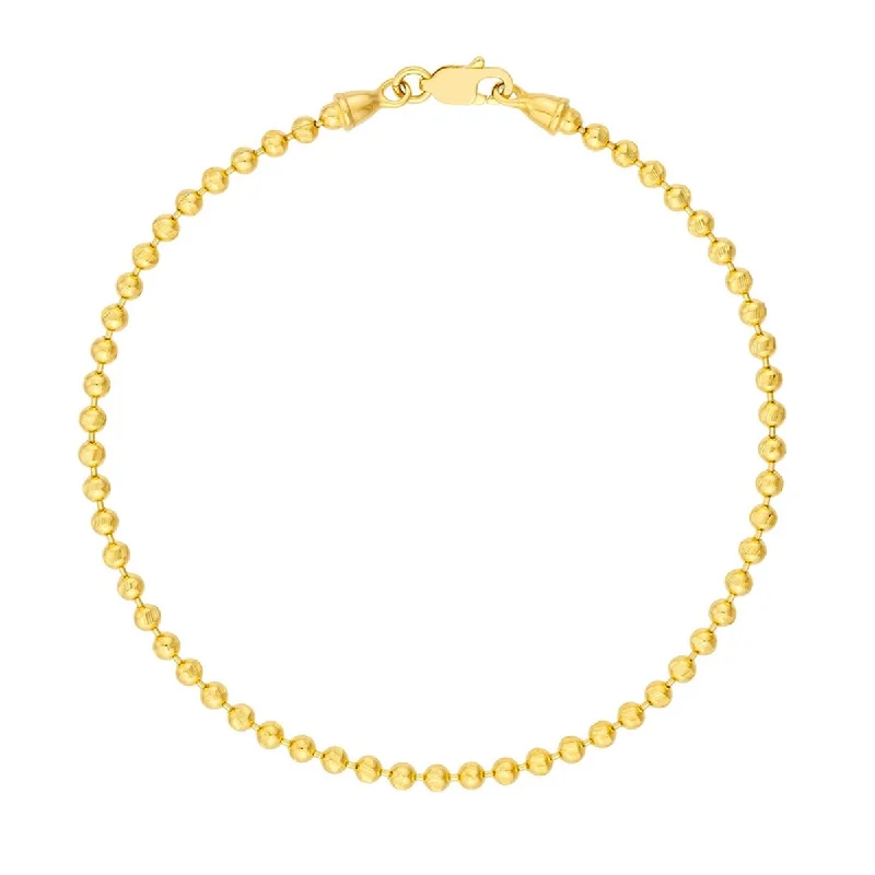 Pure crystal bangles-Marquee Jewels 14K Solid Yellow Gold Bead Bracelet