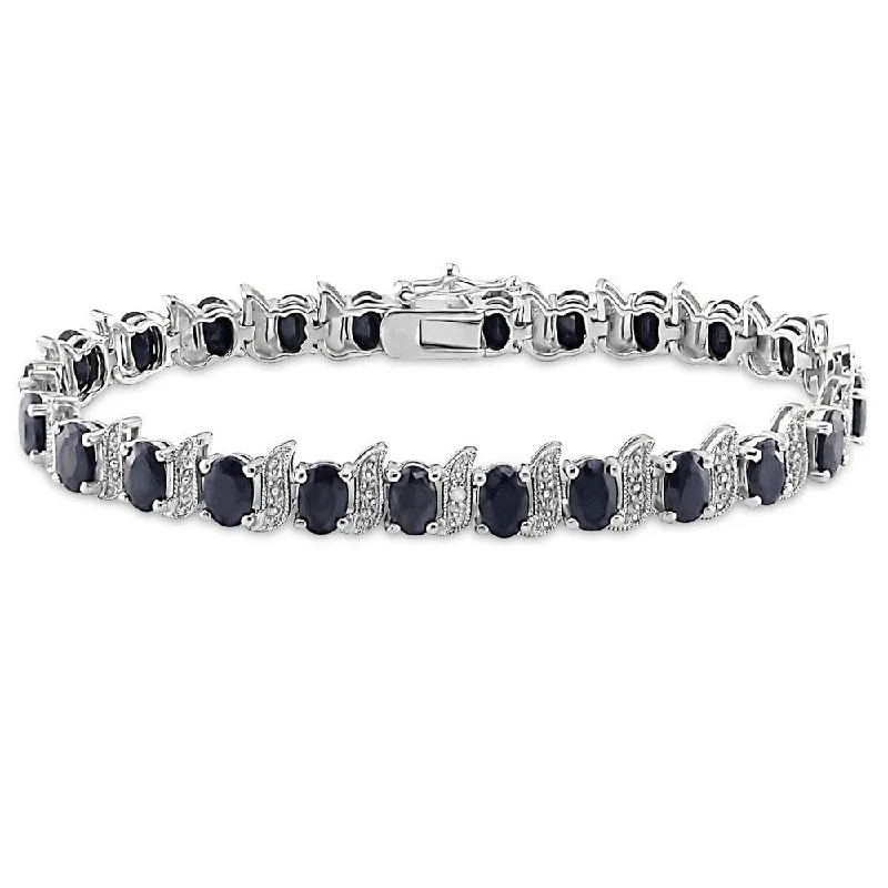 Tiny wing bangles-Miadora Silver Created Gemstone and Diamond Accent Tennis Bracelet