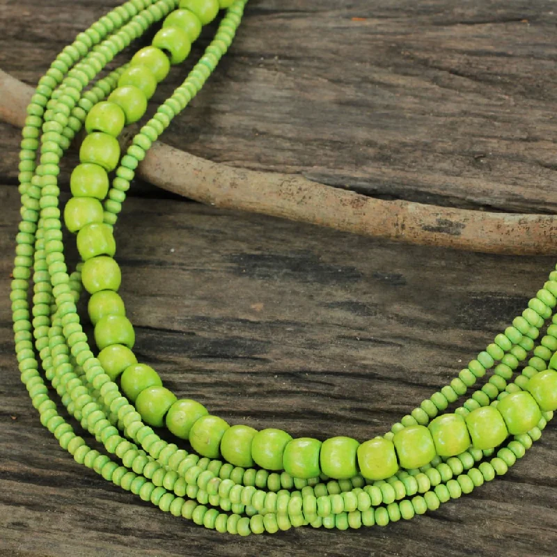 Radiant pearl necklaces-NOVICA Handmade Littleleaf Boxwood 'Oasis Dance' Necklace (Thailand) - 33" L x 1" W