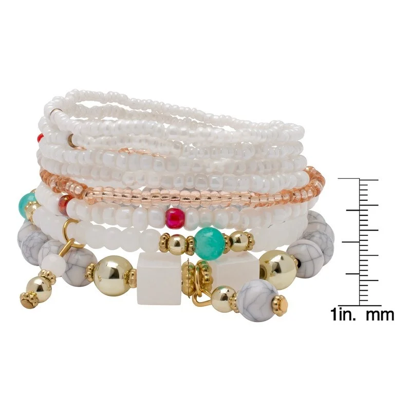 Stretch cord bangles-Victoria Townsend Gold Plated White Bead Layering Bracelet