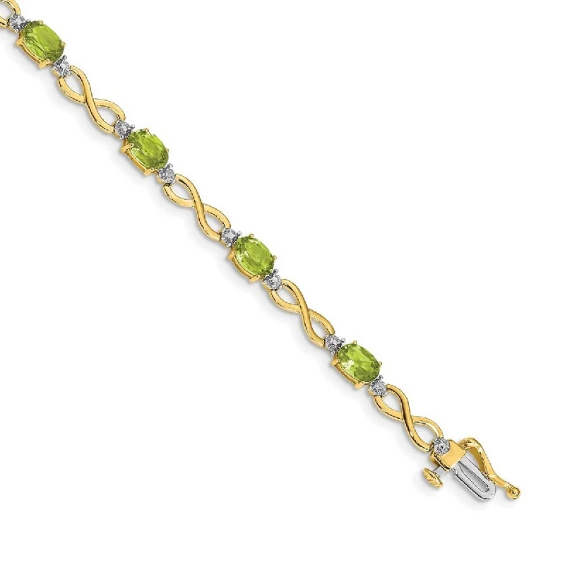 Spinel stone bangles-Curata 14k Peridot and Diamond Bracelet