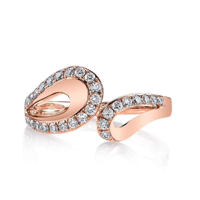 Minimalist band engagement rings-14K Rose Gold 0.44ct. Swirling Diamond Fashion Ring