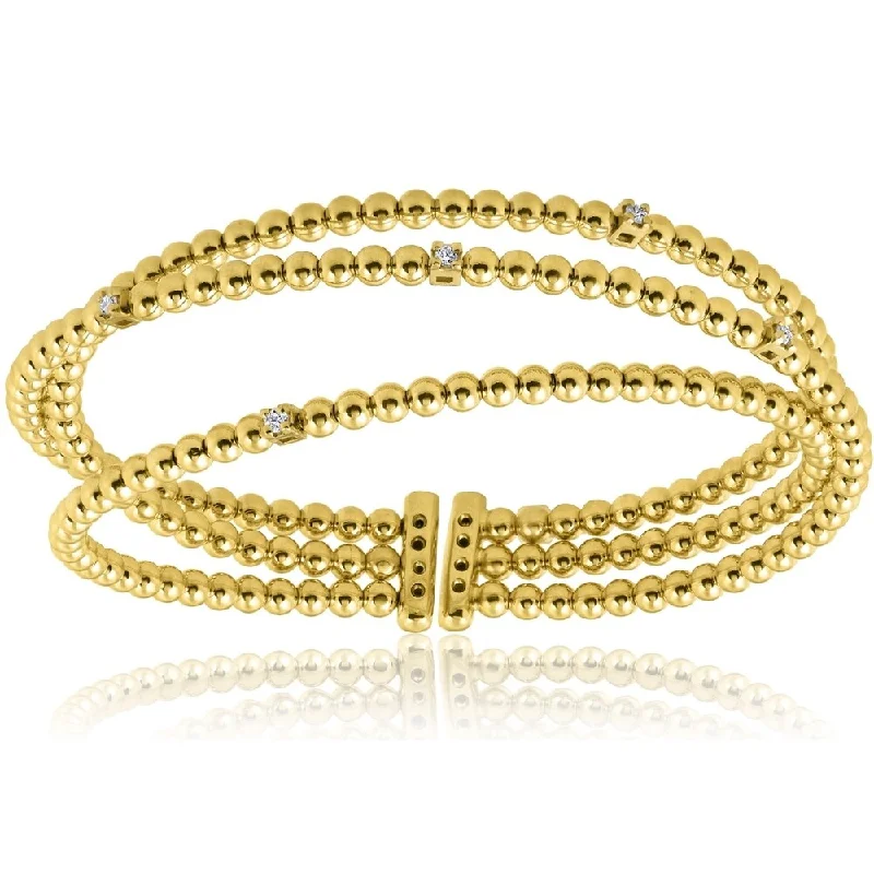 Coiled cord bangles-Pompeii3 18k Yellow Gold .12 ct TDW Multi Rose Diamond Bangle Cuff Bracelet - White