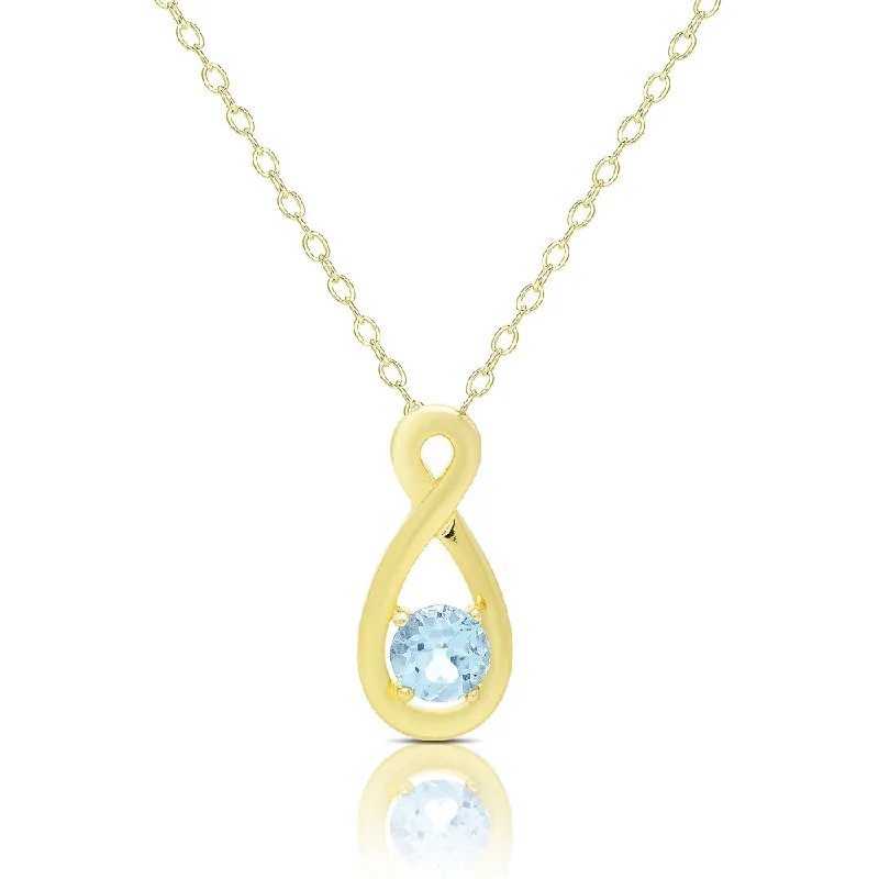 Vibrant enamel necklaces-Dolce Giavonna Gold Over Silver Blue Topaz and Diamond Accent Infinity Design Necklace